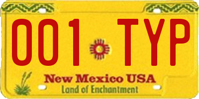 NM license plate 001TYP