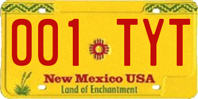 NM license plate 001TYT