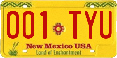 NM license plate 001TYU