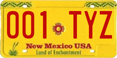 NM license plate 001TYZ