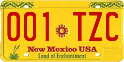 NM license plate 001TZC