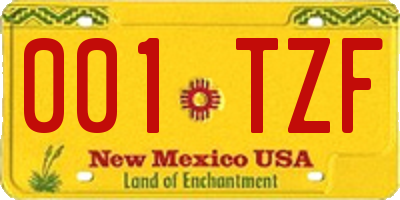 NM license plate 001TZF
