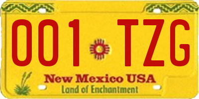 NM license plate 001TZG