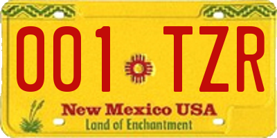 NM license plate 001TZR