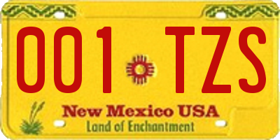 NM license plate 001TZS