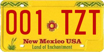 NM license plate 001TZT