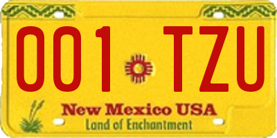 NM license plate 001TZU