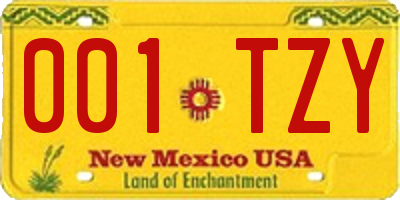 NM license plate 001TZY