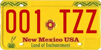 NM license plate 001TZZ