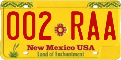 NM license plate 002RAA