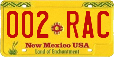 NM license plate 002RAC