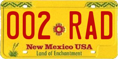 NM license plate 002RAD