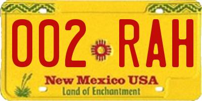 NM license plate 002RAH