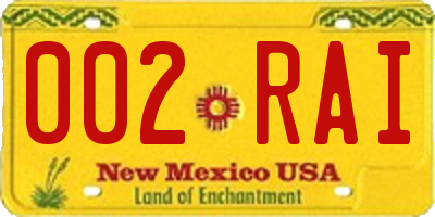 NM license plate 002RAI