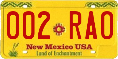 NM license plate 002RAO