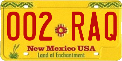 NM license plate 002RAQ