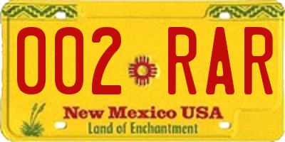 NM license plate 002RAR