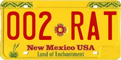 NM license plate 002RAT