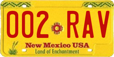 NM license plate 002RAV