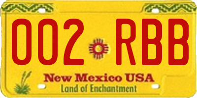 NM license plate 002RBB