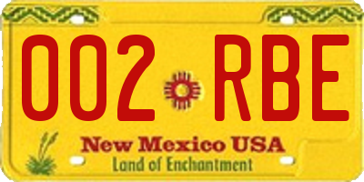 NM license plate 002RBE