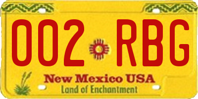 NM license plate 002RBG