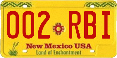 NM license plate 002RBI