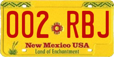 NM license plate 002RBJ