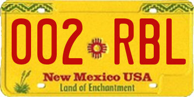 NM license plate 002RBL