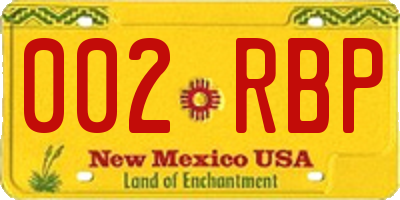 NM license plate 002RBP