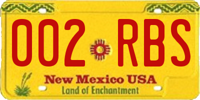 NM license plate 002RBS