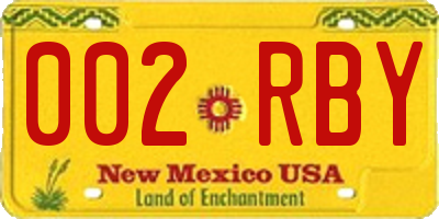 NM license plate 002RBY