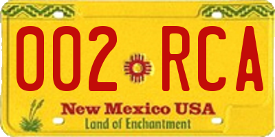 NM license plate 002RCA