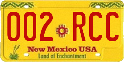 NM license plate 002RCC