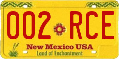 NM license plate 002RCE