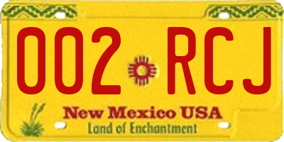 NM license plate 002RCJ