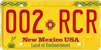 NM license plate 002RCR