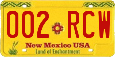 NM license plate 002RCW