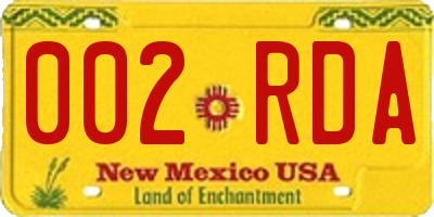 NM license plate 002RDA