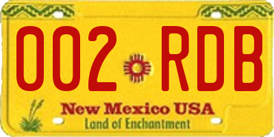 NM license plate 002RDB