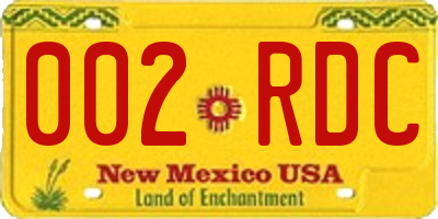 NM license plate 002RDC