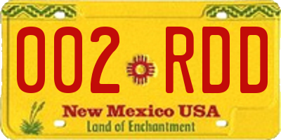 NM license plate 002RDD