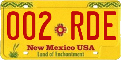 NM license plate 002RDE