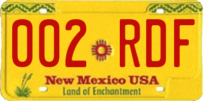 NM license plate 002RDF