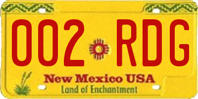 NM license plate 002RDG