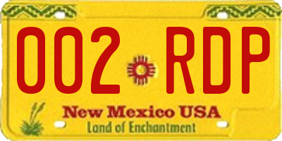 NM license plate 002RDP