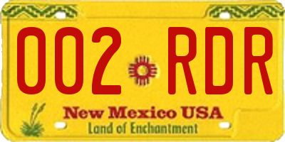 NM license plate 002RDR