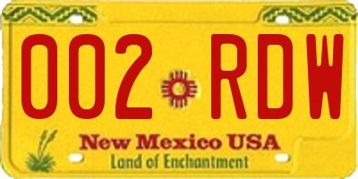 NM license plate 002RDW