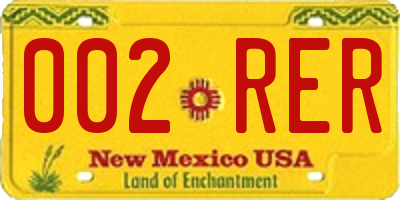 NM license plate 002RER