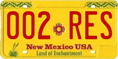 NM license plate 002RES